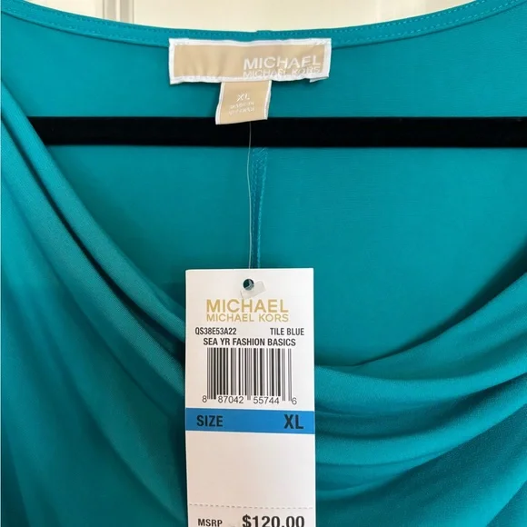 🌟NWT🌟Michael Kors Teal Draped Midi Dress - Picture 4 of 4